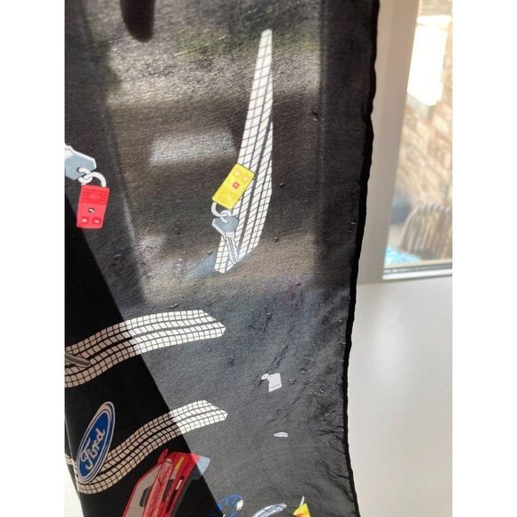 Vintage FORD MOTOR COMPANY Black Auto Car Print Silk 23" x 23" Square Scarf - Picture 9 of 11